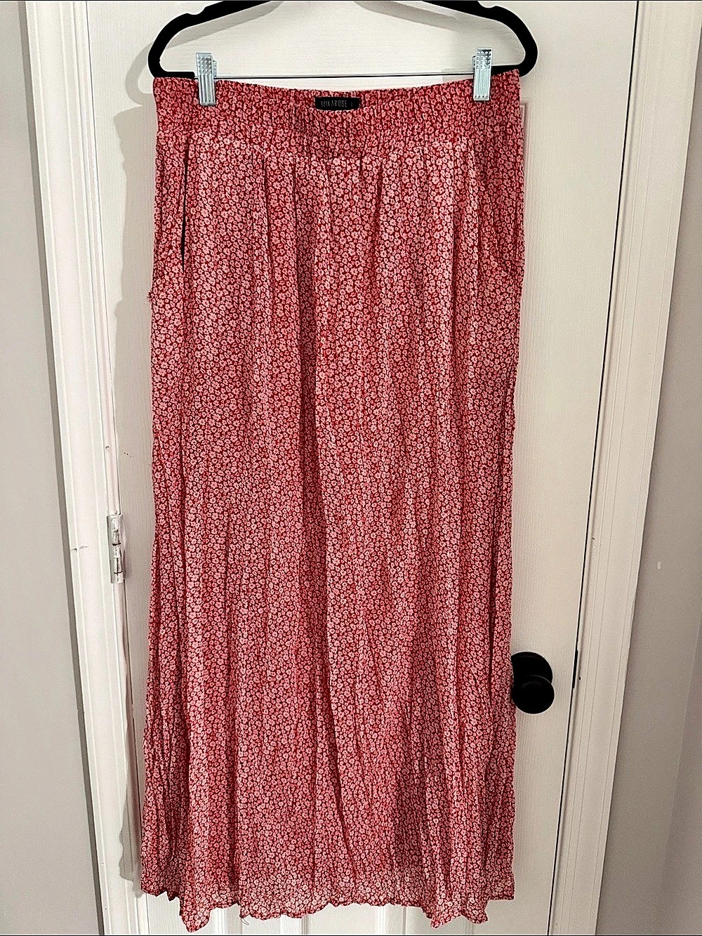 Mikarose Floral Maxi Skirt in Red & White, Large, Like New